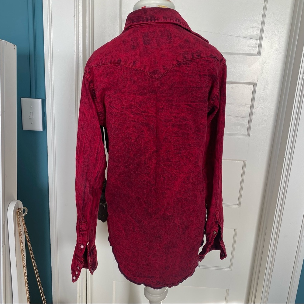 Deep Red Washed Chambray Jacket - image 3